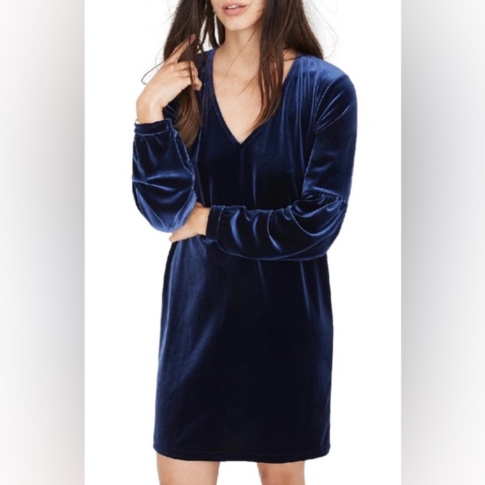 Madewell Velvet Balloon-Sleeve Dress
